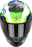 Full-Face Motorcycle Helmet Scorpion Exo Exo-R1 Evo Ii Air Ultra Tct White Blue Green Cornering Size L