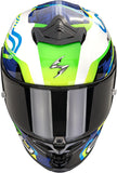 Full-Face Motorcycle Helmet Scorpion Exo Exo-R1 Evo Ii Air Ultra Tct White Blue Green Cornering Size M