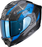 Full-Face Motorcycle Helmet Scorpion Exo Exo-1500 Carbon Air Carbon Fiber Black Blue Platted Size Xxl