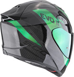 Full-Face Motorcycle Helmet Scorpion Exo Exo-1500 Carbon Air Carbon Fiber Black Green Platted Size S