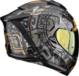 Full-Face Motorcycle Helmet Scorpion Exo Exo-1500 Air Ultra Tct Black Grey Gold Apus Size Xxl
