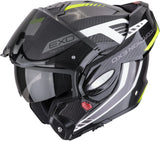 Flip-Up Motorcycle Helmet Scorpion Exo Exo-Tech Evo Carbon Carbon Fiber Black Neon Yellow Cosy Size Xxl