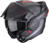 Flip-Up Motorcycle Helmet Scorpion Exo Exo-Tech Evo Carbon Carbon Fiber Matt Black Red Cosy Size Xl