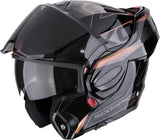 Flip-Up Motorcycle Helmet Scorpion Exo Exo-Tech Evo Polycarbonate Black Copper Traveller Size M