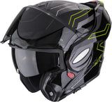 Flip-Up Motorcycle Helmet Scorpion Exo Exo-Tech Evo Polycarbonate Black Neon Yellow Conquer Size Xxl