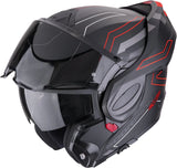 Flip-Up Motorcycle Helmet Scorpion Exo Exo-Tech Evo Polycarbonate Matt Black Red Conquer Size Xl