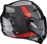 Flip-Up Motorcycle Helmet Scorpion Exo Exo-Tech Evo Carbon Carbon Fiber Black Red Cad Size M