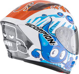 Full-Face Motorcycle Helmet Scorpion Exo Exo-Jnr Air Polycarbonate White Blue Orange The4Elements Size L