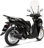 Complete Exhaust System Without Catalytic Converter And Without Sound Certification Nero Stainless Steel Carbon Fiber End Cap - Leovince Compatible With Honda Sh 125 I (2020-2023)
