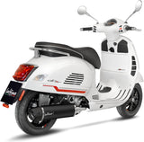 Complete Exhaust System Without Catalytic Converter And Without Sound Certification Nero Stainless Steel Carbon Fiber End Cap - Leovince Compatible With Piaggio Vespa Gts 300 Hpe (2021-2024)