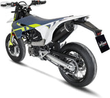 Complete Catalytic Exhaust System With Sound Certification Nero Stainless Steel Carbon Fiber End Cap - Leovince Compatible With Husqvarna 701 Supermoto (2021-2024)