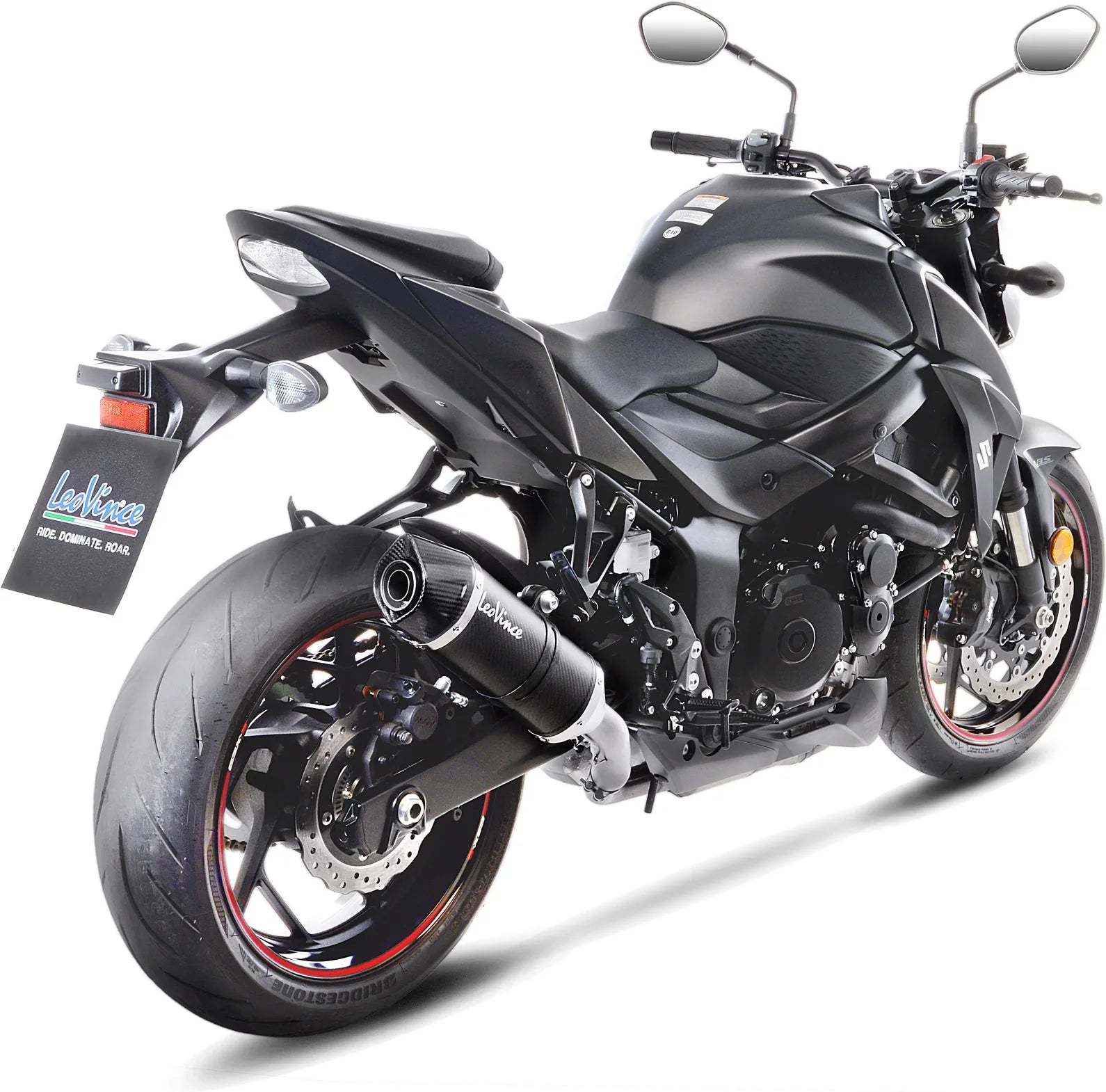 Exhaust Tip With Noise Certification Lv One Evo Carbon Fiber Carbon Fiber End Cap - Leovince Compatible With Suzuki Gsx-S 750 - Z Abs A2 (2019-2020)
