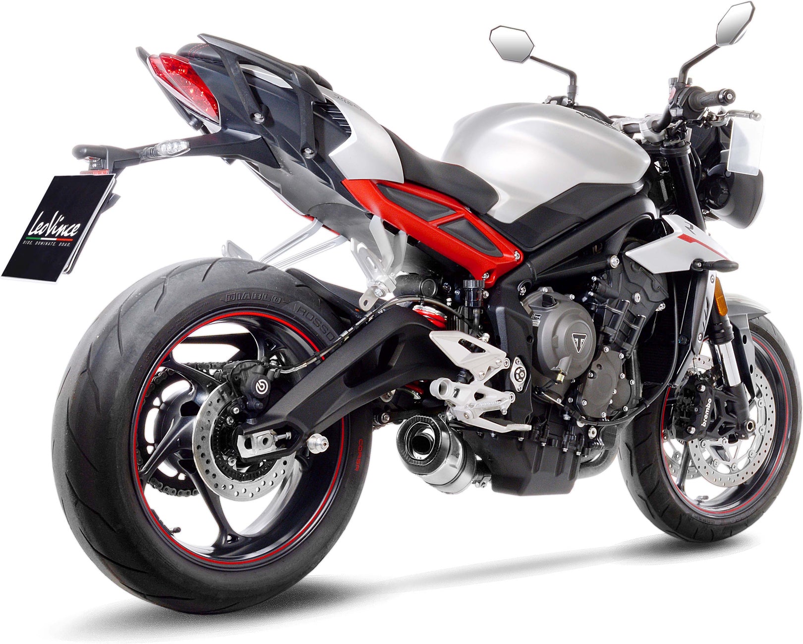 Exhaust Tip Without Sound Certification Lv One Evo Stainless Steel Carbon Fiber End Cap - Leovince Compatible With Triumph Street Triple 765 R - Sa2 (2017-2019)