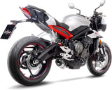 Exhaust Tip Without Sound Certification Lv One Evo Stainless Steel Carbon Fiber End Cap - Leovince Compatible With Triumph Street Triple 765 R - Sa2 (2020-2022)