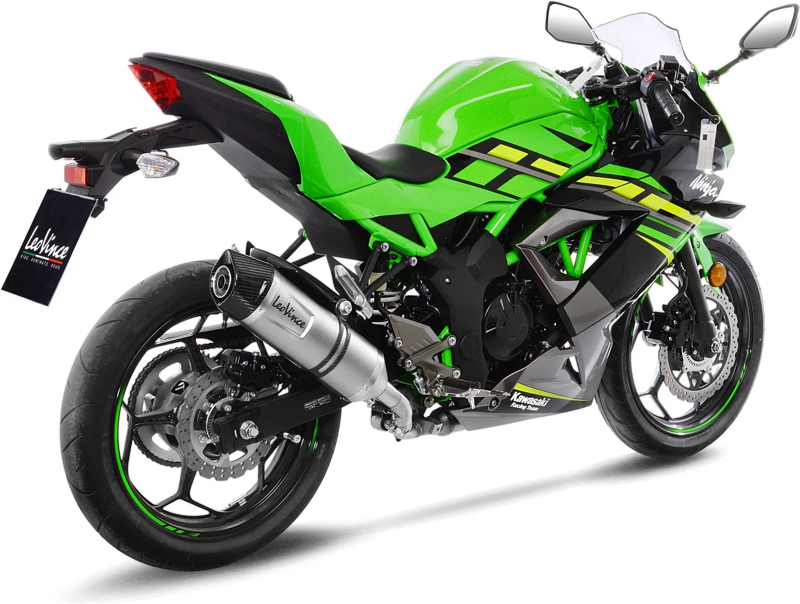 Exhaust Tip Without Sound Certification Lv One Evo Stainless Steel Carbon Fiber End Cap - Leovince Compatible With Kawasaki Ninja 125 (2019-2024)