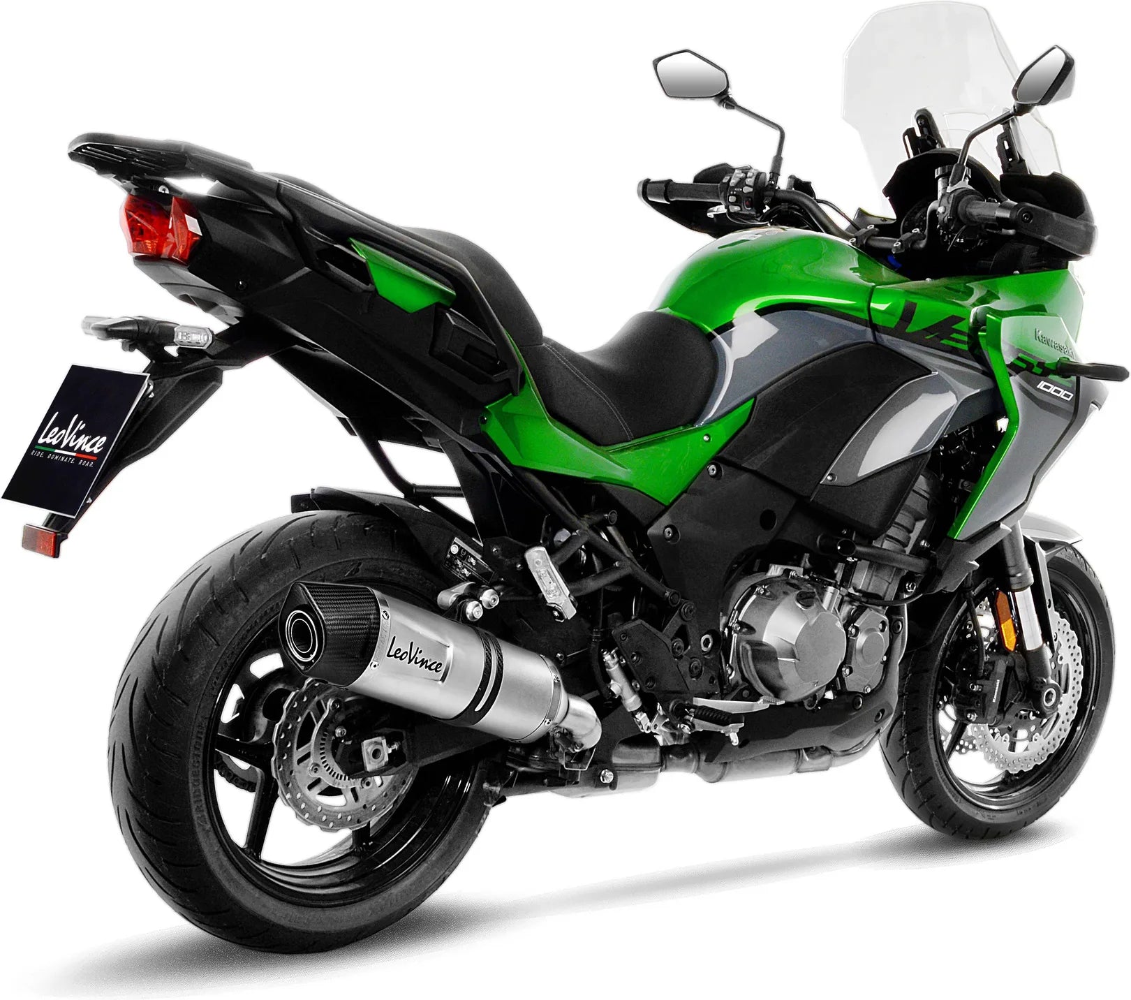 Exhaust Tip Without Sound Certification Lv One Evo Stainless Steel Carbon Fiber End Cap - Leovince Compatible With Kawasaki Versys 1000 (2019-2024)