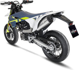 Complete Catalytic Exhaust System With Sound Certification Lv One Evo Stainless Steel Carbon Fiber End Cap - Leovince Compatible With Husqvarna 701 Supermoto (2021-2024)