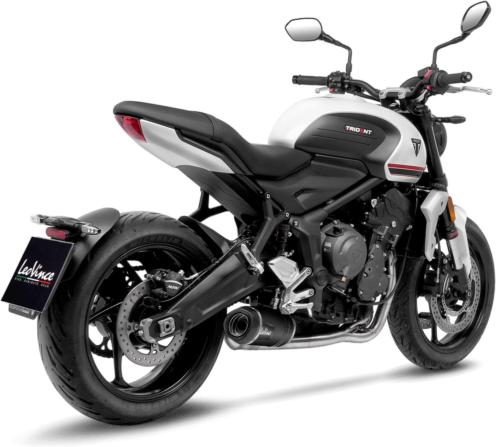 Complete Catalytic Exhaust System With Sound Certification Lv One Evo Steel Black Carbon Fiber End Cap - Leovince Compatible With Triumph Trident 660 (2021-2024)