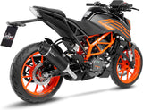 Exhaust Tip Without Sound Certification Lv One Evo Steel Black Carbon Fiber End Cap - Leovince Compatible With Ktm 390 Duke (2021-2023)