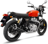Dual Exhaust System Without Sound Certification Classic Racer Steel Black Stainless Steel End Cap - Leovince Compatible With Royal Enfield Continental Gt 650 (2019-2026)
