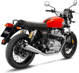 Dual Exhaust System Without Sound Certification Classic Racer Stainless Steel Stainless Steel End Cap - Leovince Compatible With Royal Enfield Continental Gt 650 (2019-2026)