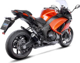Dual Exhaust System With Sound Certification Lv-10 Steel Black Stainless Steel End Cap - Leovince Compatible With Kawasaki Z 1000 (2010-2016)