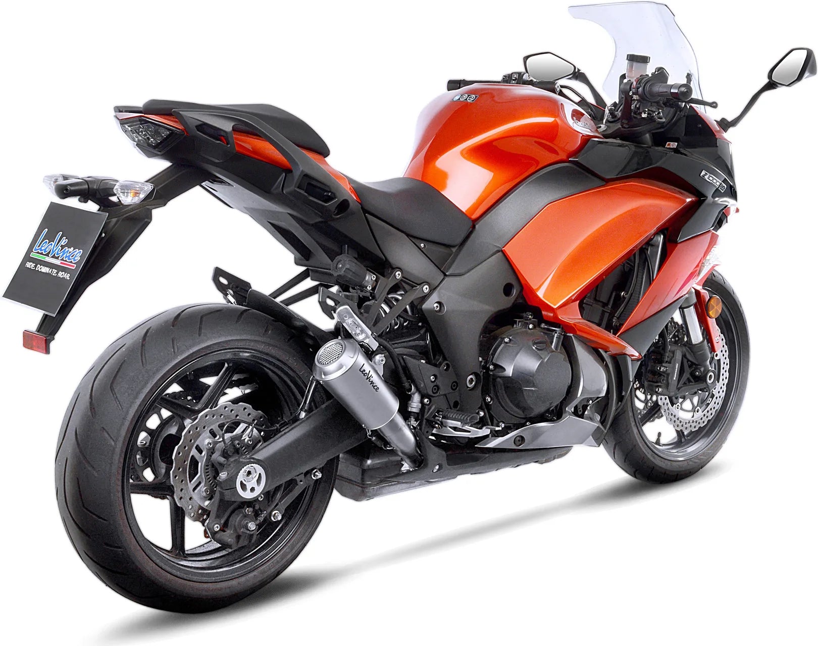 Dual Exhaust System Without Sound Certification Lv-10 Stainless Steel Stainless Steel End Cap - Leovince Compatible With Kawasaki Z 1000 Sx (2010-2016)