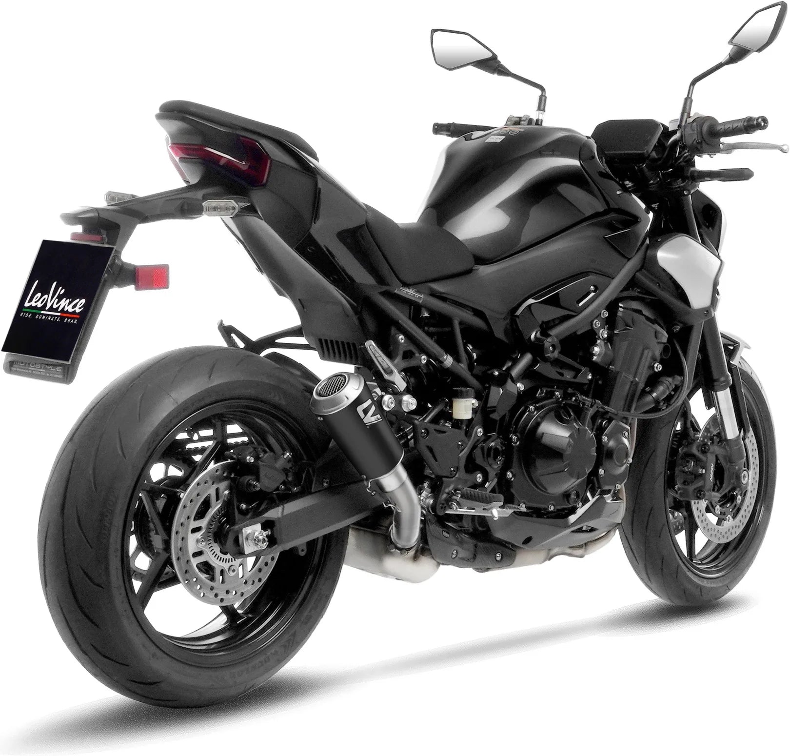 Exhaust Tip With Noise Certification Lv-10 Steel Black Stainless Steel End Cap - Leovince Compatible With Kawasaki Z 900 A2 (2025-2026)