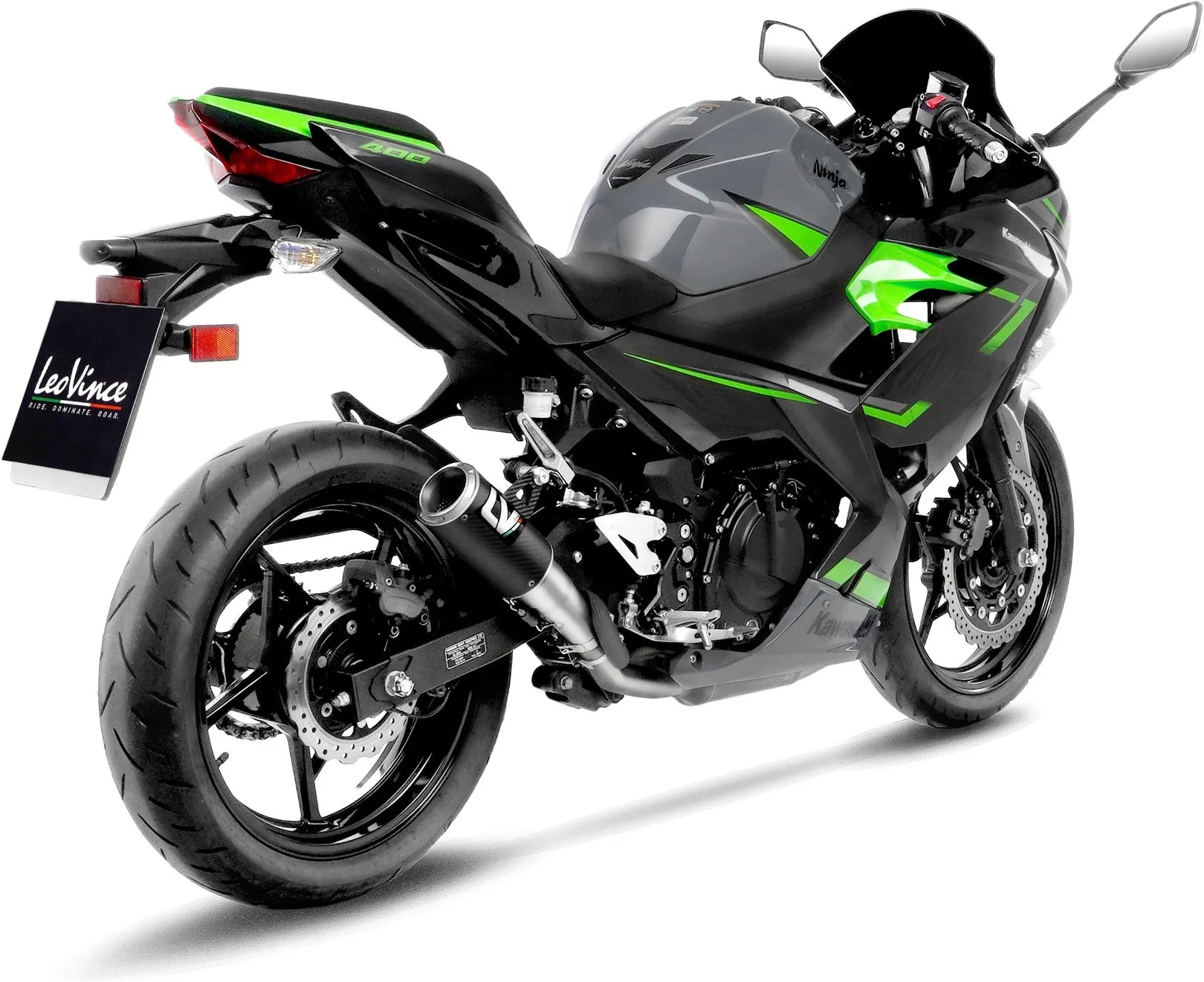 Exhaust Tip Without Sound Certification Lv Corsa Carbon Fiber Stainless Steel End Cap - Leovince Compatible With Kawasaki Z 500 - Se (2024-2026)