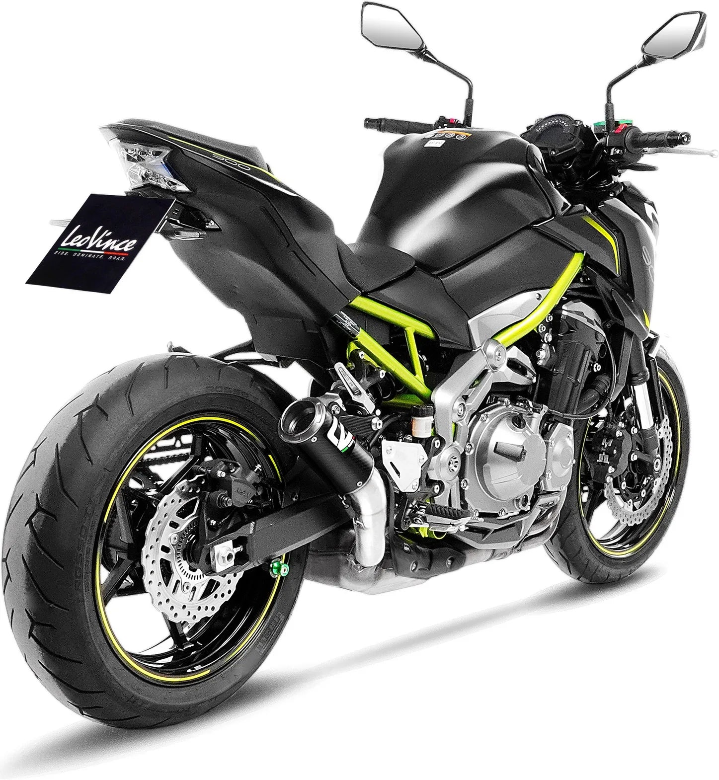 Exhaust Tip Without Sound Certification Lv Corsa Carbon Fiber Stainless Steel End Cap - Leovince Compatible With Kawasaki Z 900 (2017-2019)