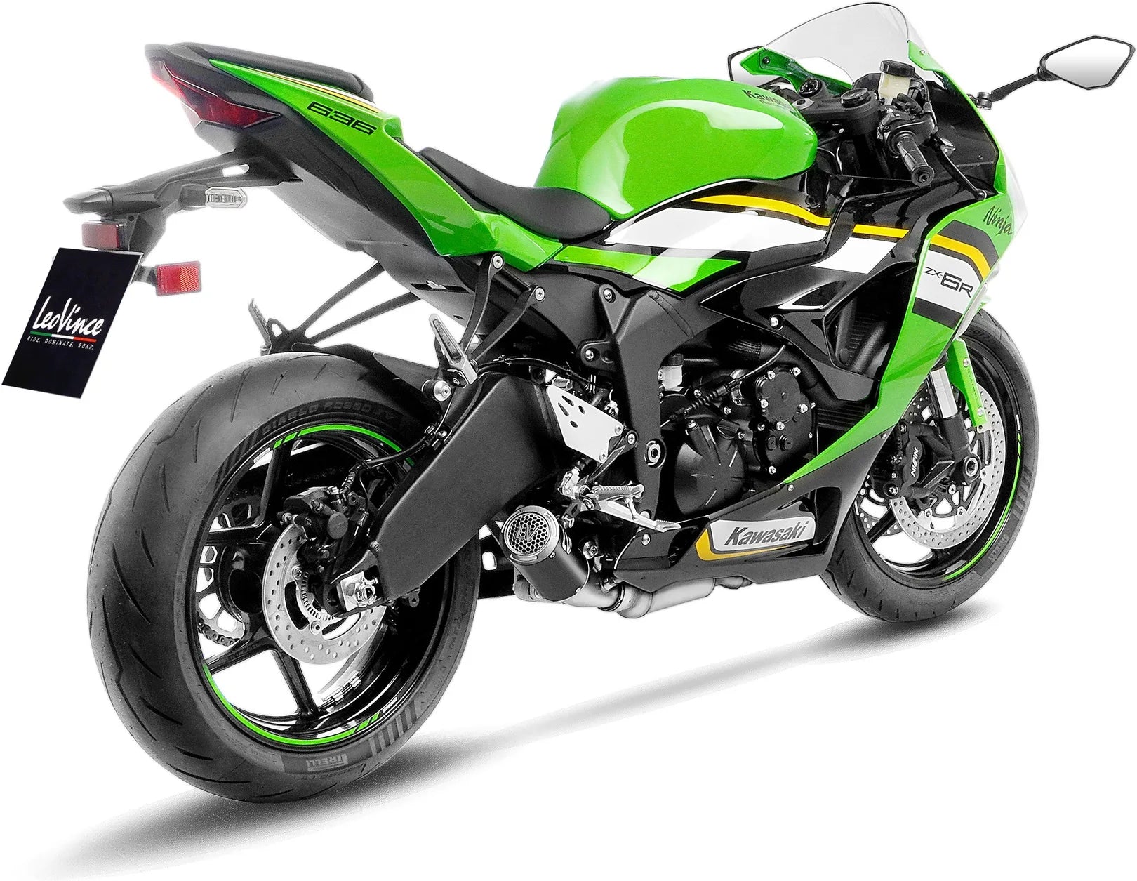 Exhaust Tip Without Sound Certification Lv Corsa S Steel Black Stainless Steel End Cap - Leovince Compatible With Kawasaki Zx 6R Ninja (2019-2020)