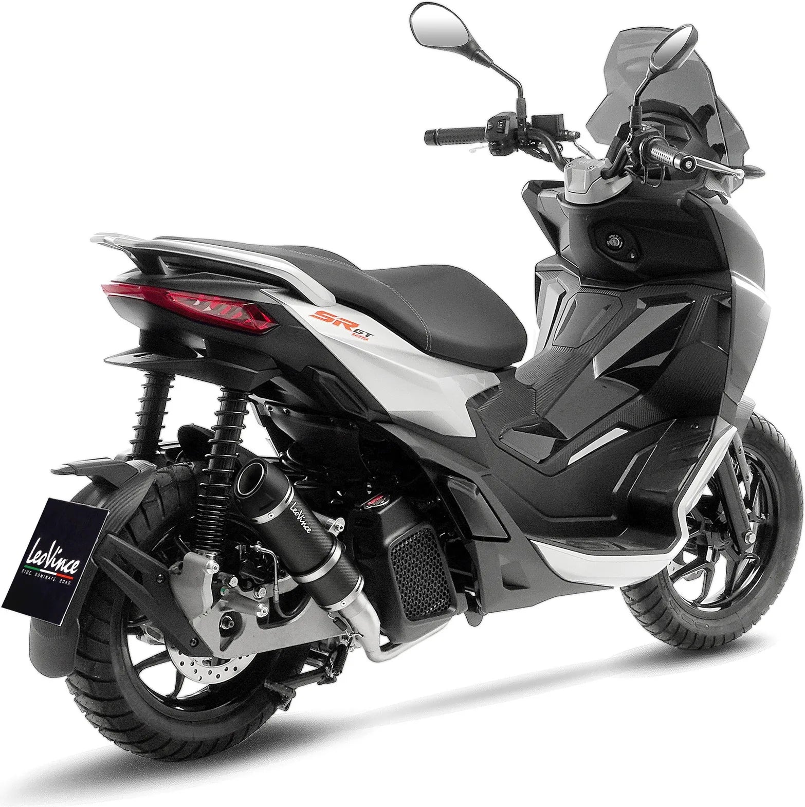Complete Exhaust System Without Catalytic Converter And Without Sound Certification Gp Corsa Evo Carbon Fiber - Leovince Compatible With Aprilia Sr Gt 200 - Sport (2022-2024)