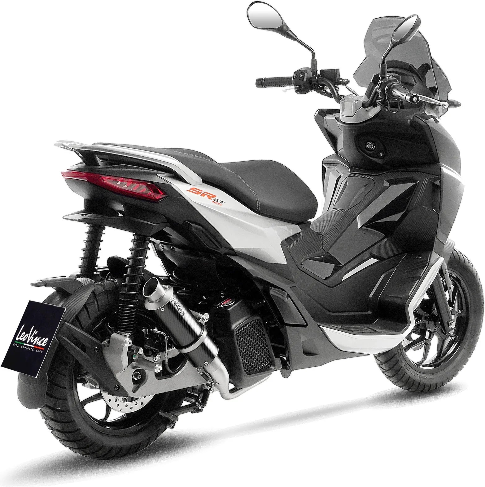 Complete Exhaust System Without Catalytic Converter And Without Sound Certification Gp Corsa Carbon Fiber - Leovince Compatible With Aprilia Sr Gt 125 - Sport (2022-2024)