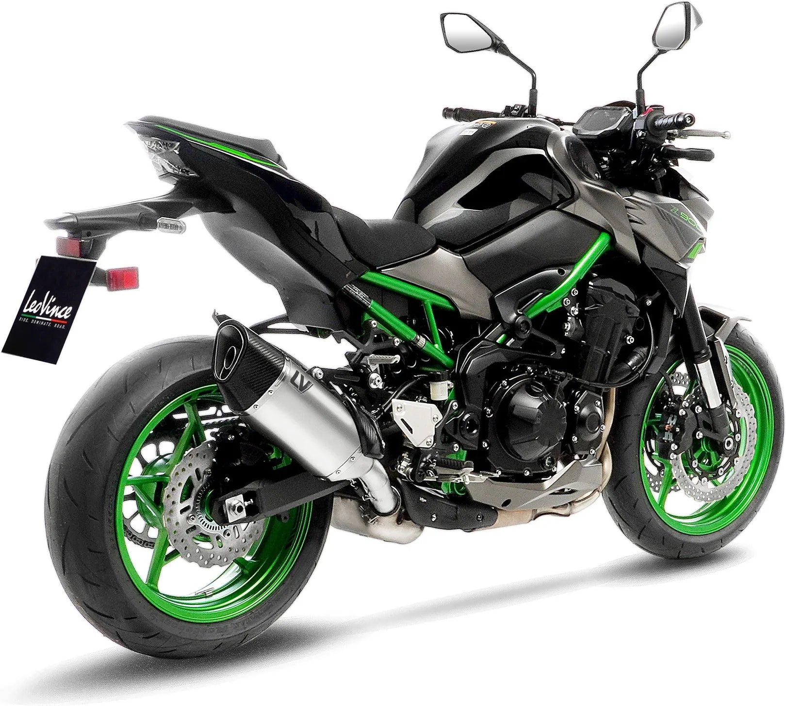 Exhaust Tip Without Sound Certification Lv-14 R Titanium Carbon Fiber End Cap - Leovince Compatible With Kawasaki Z 900 A2 (2018-2024)
