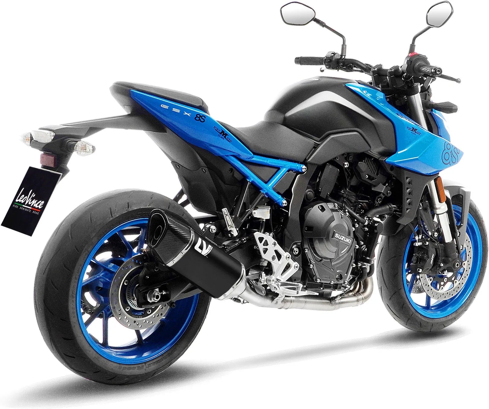 Complete Exhaust System Without Catalytic Converter And Without Sound Certification Lv-14 R Steel Black Carbon Fiber End Cap - Leovince Compatible With Suzuki Gsx 8S (2023-2024)