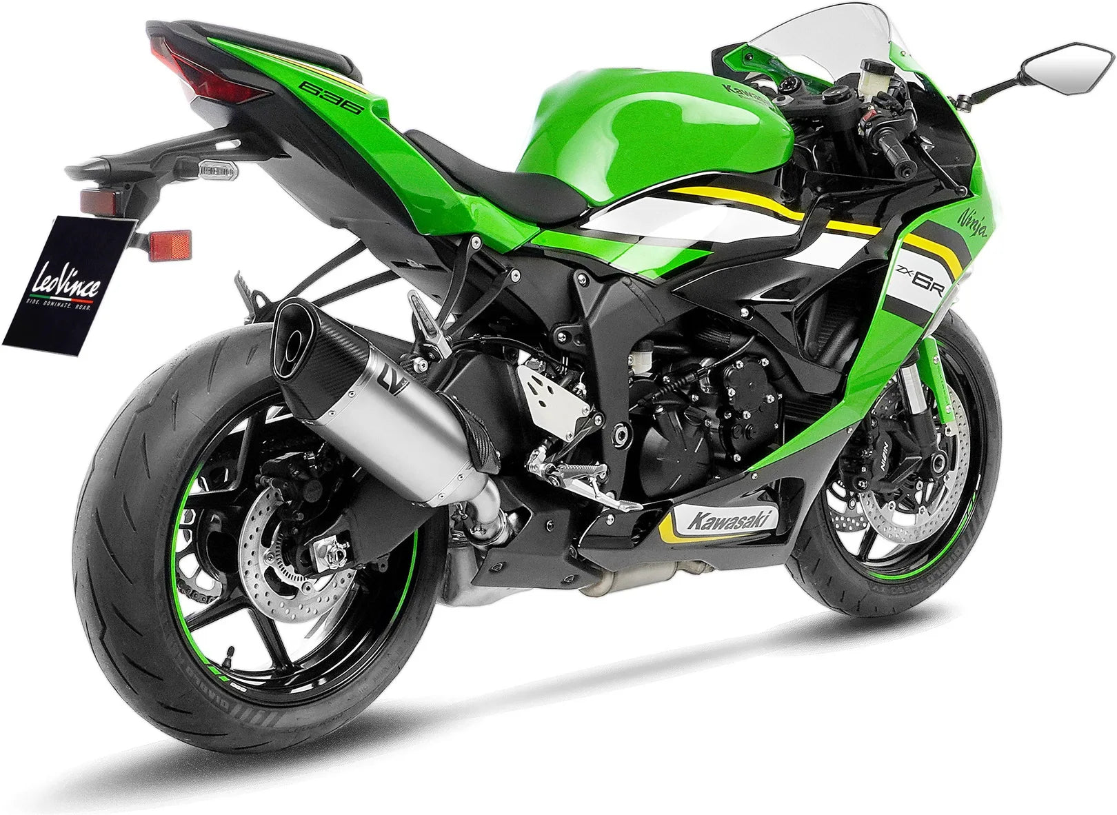 Exhaust Tip With Noise Certification Lv-14 R Stainless Steel Carbon Fiber End Cap - Leovince Compatible With Kawasaki Zx 6R Ninja (2024-2026)