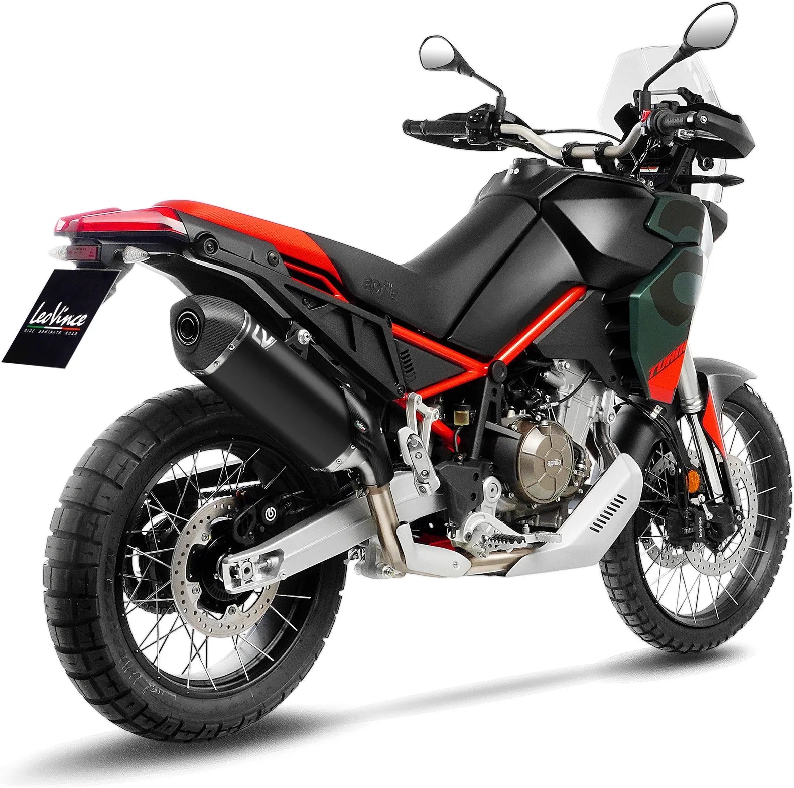 Exhaust Tip Without Sound Certification Lv-14 Steel Black Carbon Fiber End Cap - Leovince Compatible With Aprilia Tuareg 660 (2025-2026)