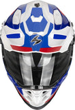 Full-Face Motorcycle Helmet Scorpion Exo Adf-9000 Air Ultra Tct White Blue Red Patrol Size Xl