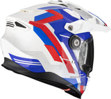 Full-Face Motorcycle Helmet Scorpion Exo Adf-9000 Air Ultra Tct White Blue Red Patrol Size L