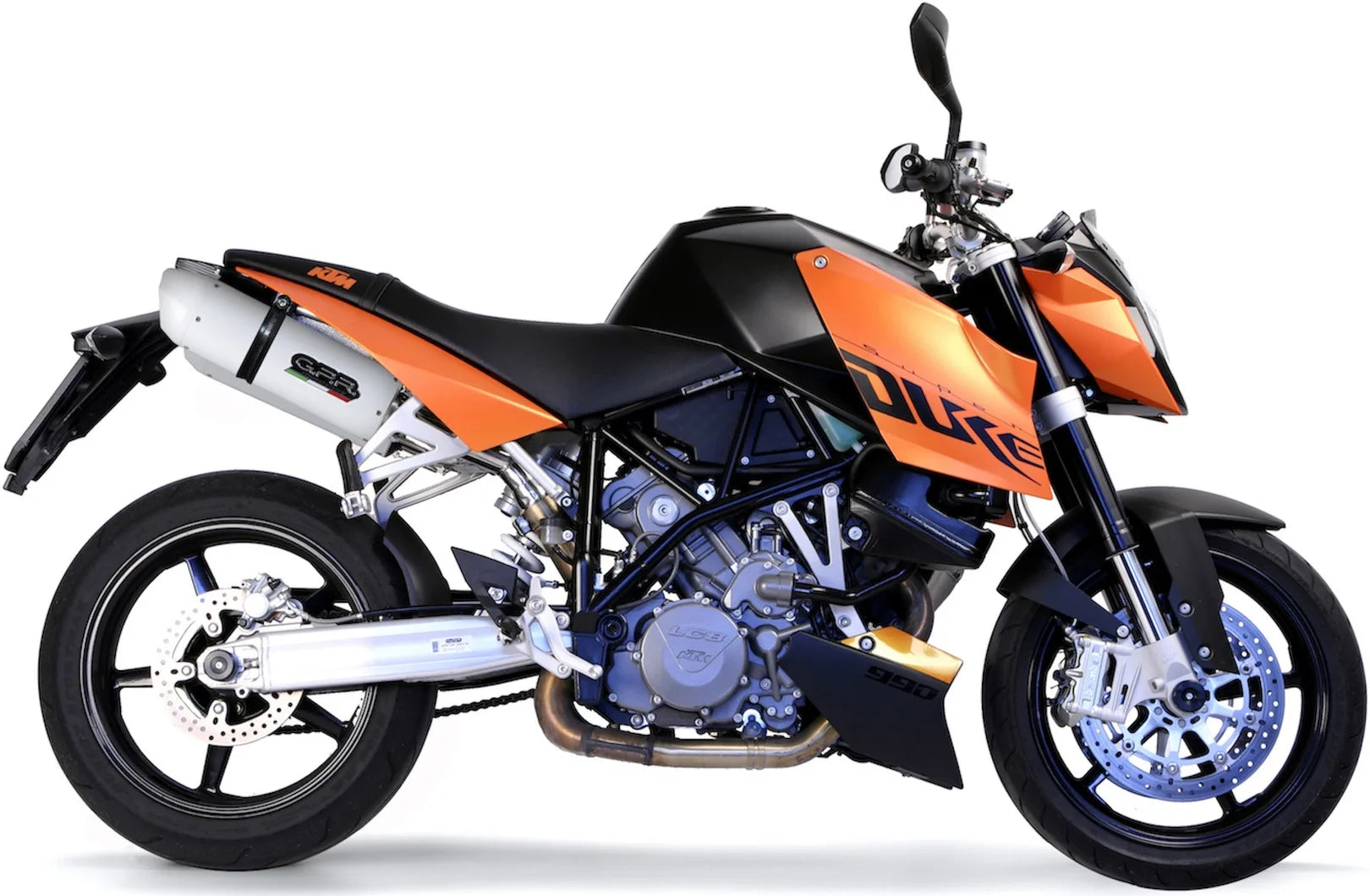 Dual Catalytic Exhaust Tips With Sound Certification Albus Ceramic White Aluminium - Gpr Compatible With Ktm 990 Super Duke - R (2004-2012)