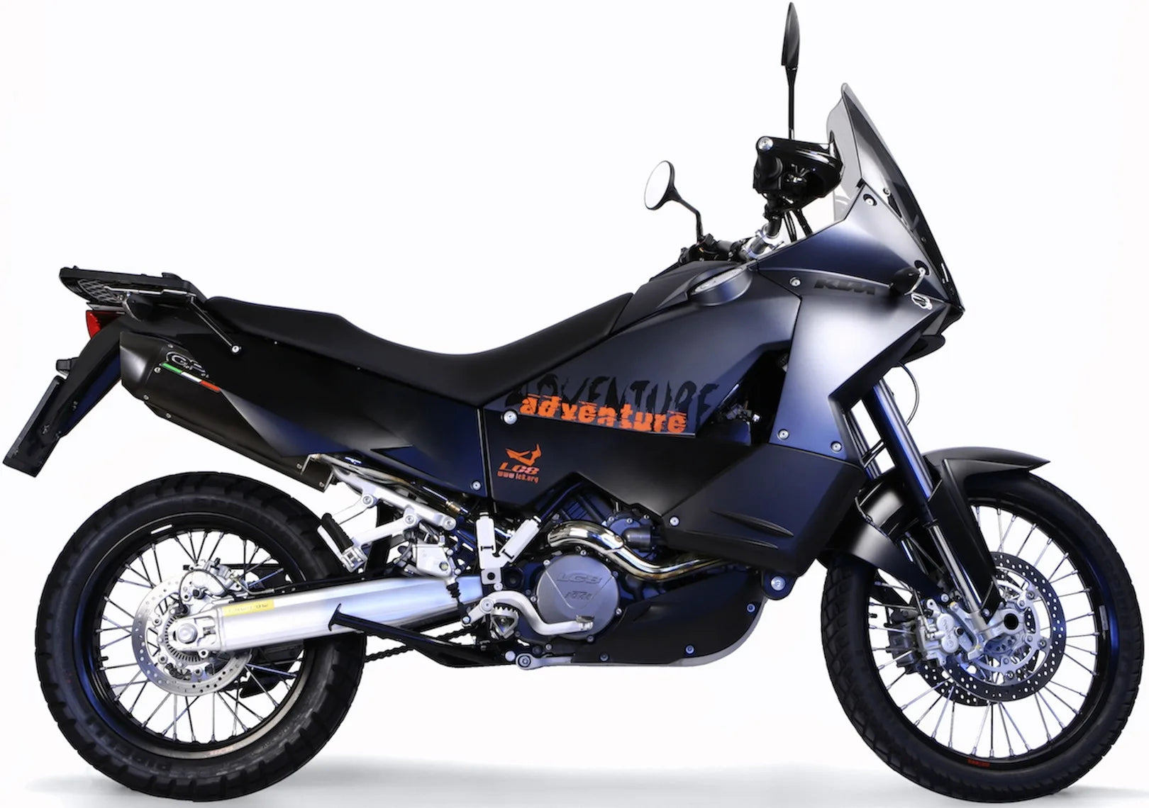 Dual Catalytic Exhaust Tips With Sound Certification Furore Aluminium Black - Gpr Compatible With Ktm 950 Adventure - S (2003-2007)