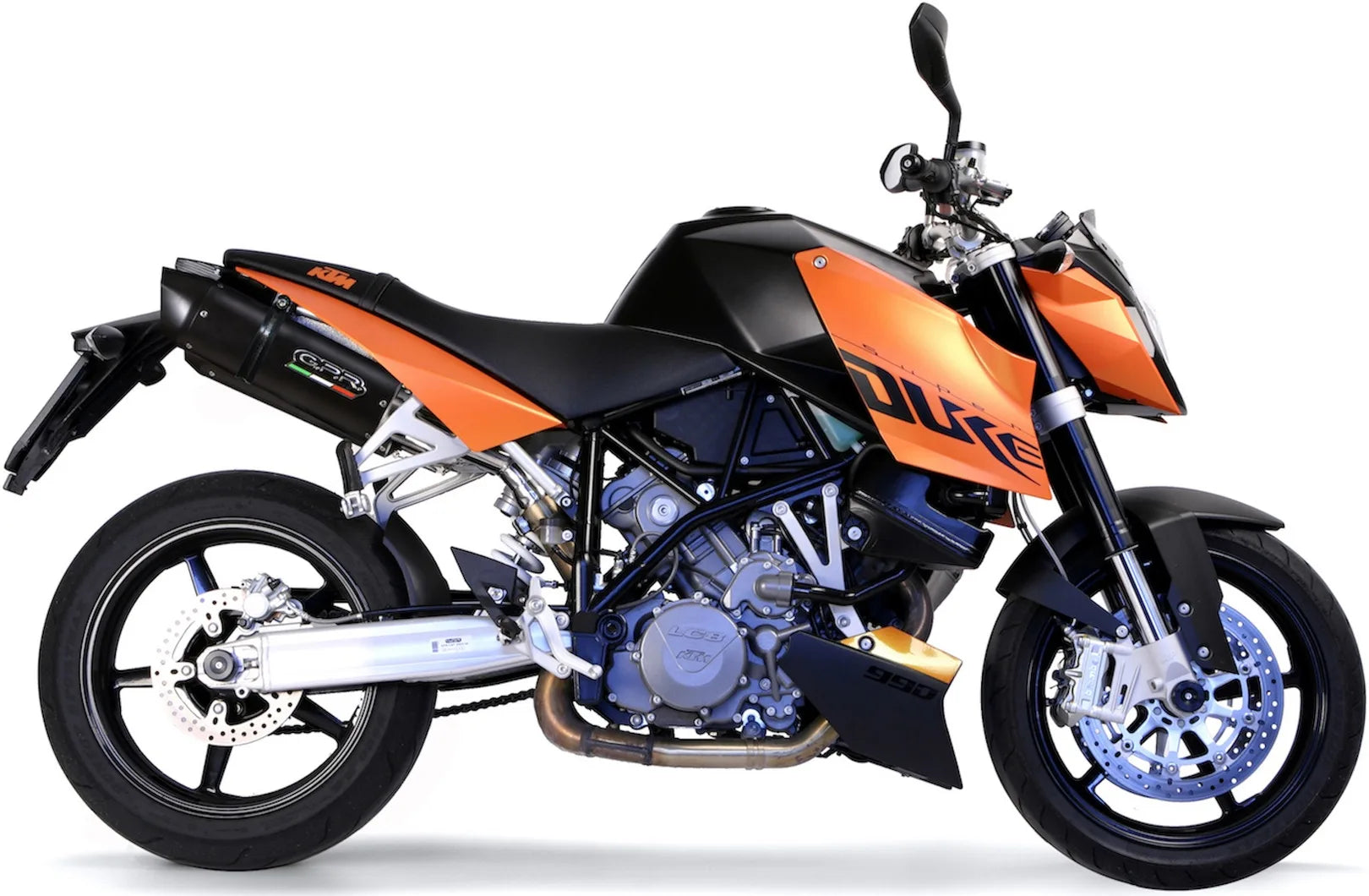 Dual Catalytic Exhaust Tips With Sound Certification Furore Aluminium Black - Gpr Compatible With Ktm 990 Super Duke - R (2004-2012)