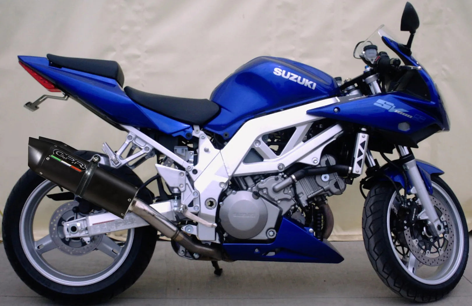 Dual Exhaust System With Sound Certification Furore Aluminium Black - Gpr Compatible With Suzuki Sv 1000 - S (2003-2008)
