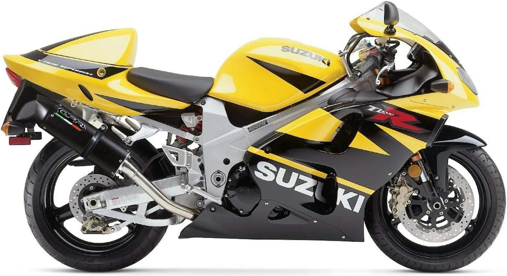 Dual Exhaust System With Sound Certification Furore Aluminium Black - Gpr Compatible With Suzuki Tl 1000 R (1998-2002)