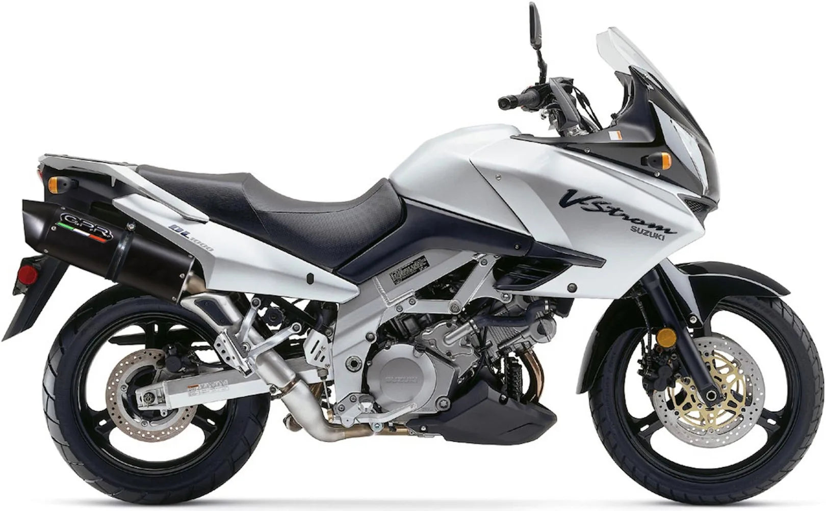 Dual Catalytic Exhaust Tips With Sound Certification Furore Aluminium Black - Gpr Compatible With Suzuki V-Strom Dl 1000 (2002-2013)