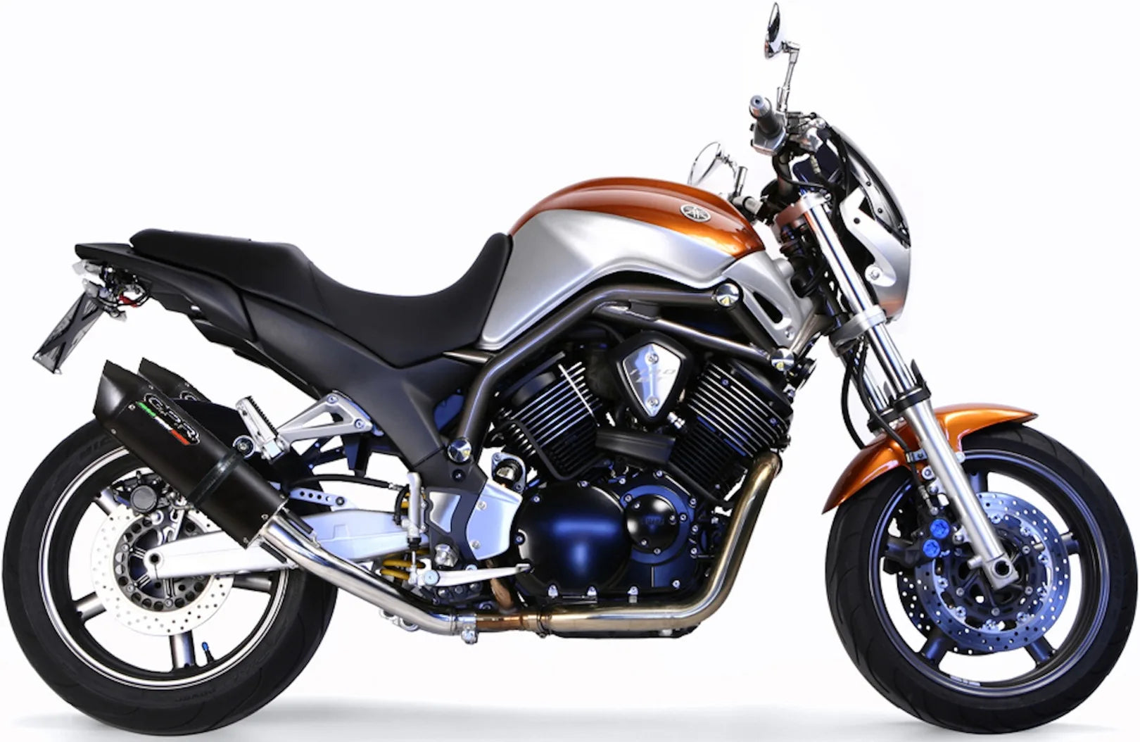 Dual Catalytic Exhaust Tips With Sound Certification Furore Aluminium Black - Gpr Compatible With Yamaha Bt 1100 Bulldog (2002-2007)