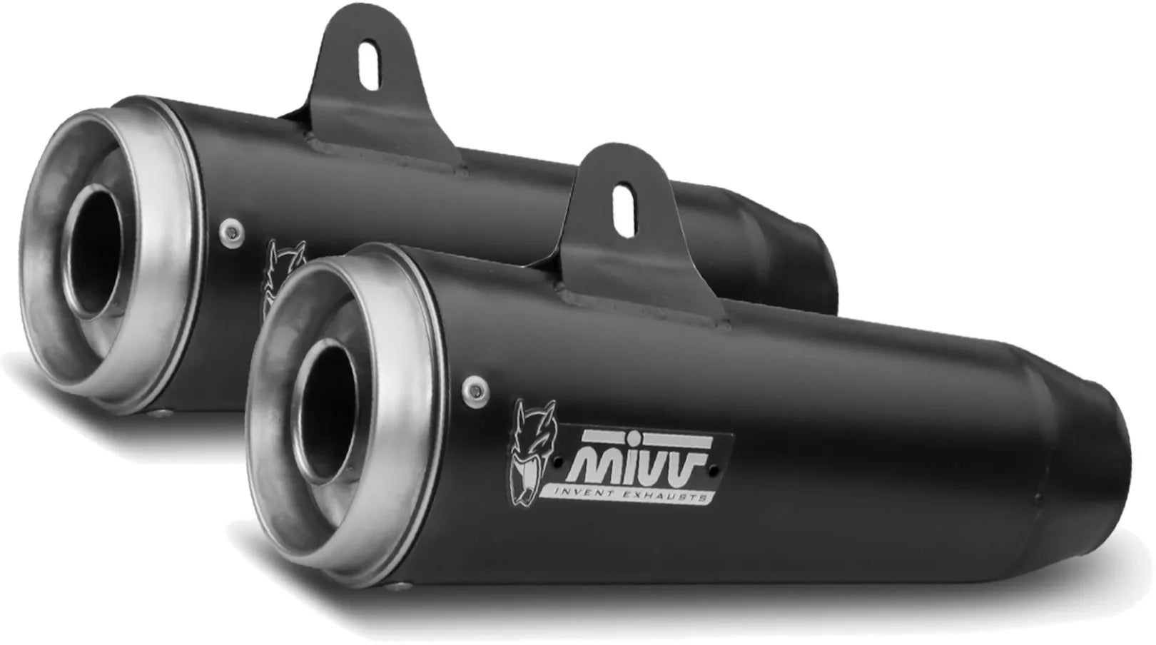 Dual Non-Catalytic Exhaust System With Sound Certification Ghibli Steel Black - Mivv Compatible With Moto Guzzi V7 Iii (2017-2020)