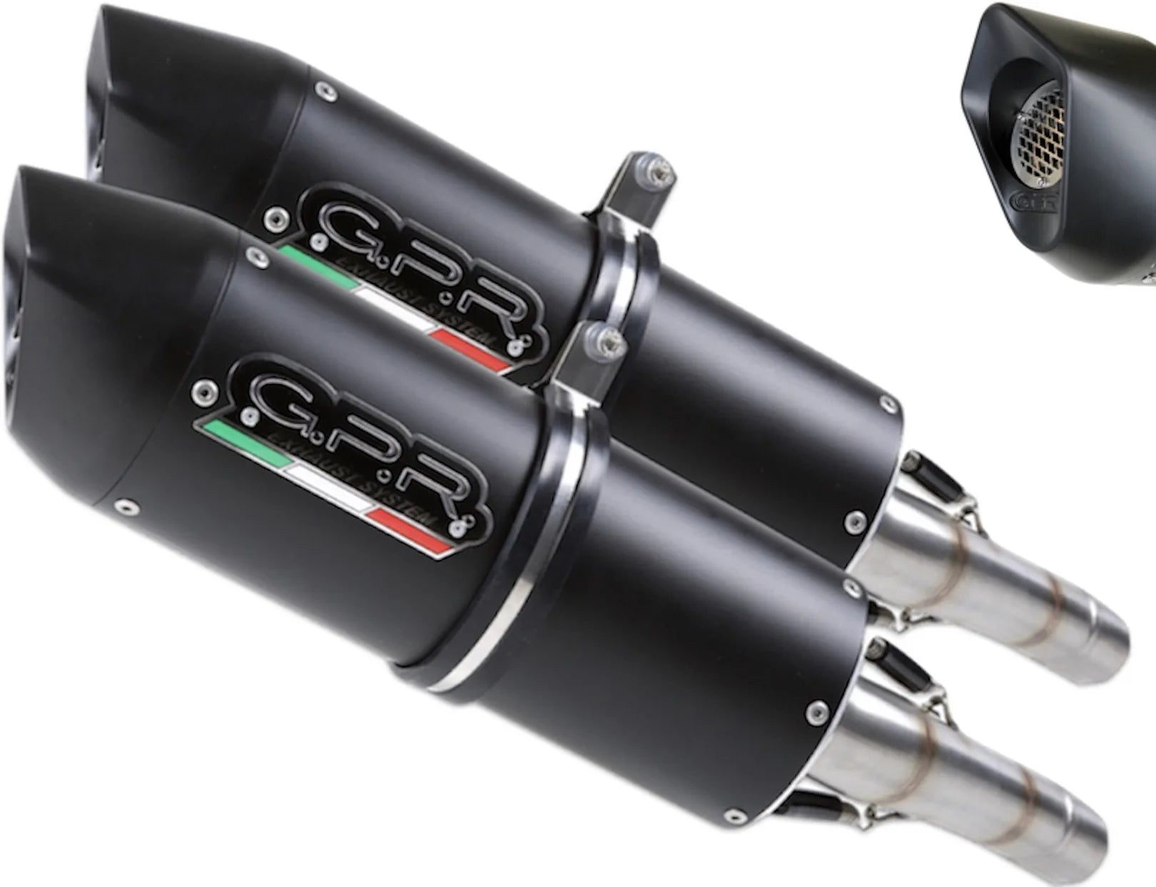 Dual Exhaust System With Sound Certification Furore Aluminium Black - Gpr Compatible With Ducati Monster 400 (1993-2000)