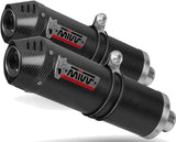 Dual Catalytic Exhaust Tips With Sound Certification Oval Carbon Carbon - Mivv Compatible With Honda Xl 1000 Varadero (2003-2011)
