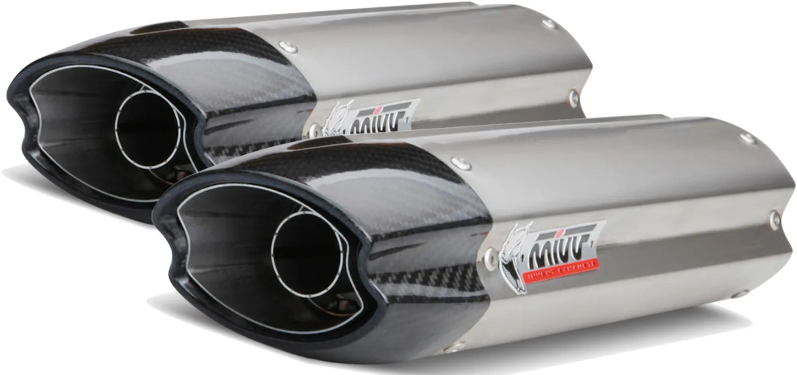 Dual Non-Catalytic Exhaust System With Sound Certification Suono Stainless Steel Carbon - Mivv Compatible With Ducati 848 (2007-2013)